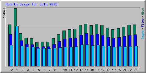 Hourly usage for July 2005